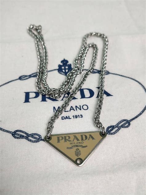 prada necklace pendant|Prada symbol necklace.